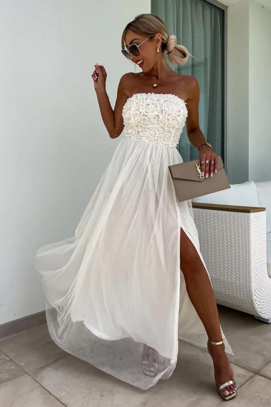 Women’s slit maxi dress in soft cotton blend