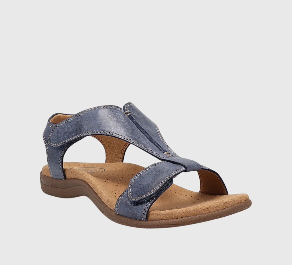 Women wearing support comfort sandals with cushioned insole and adjustable strap