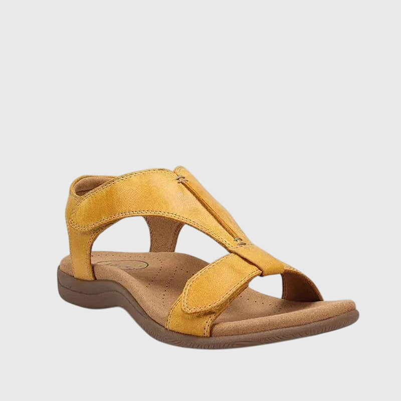 Women wearing support comfort sandals with cushioned insole and adjustable strap