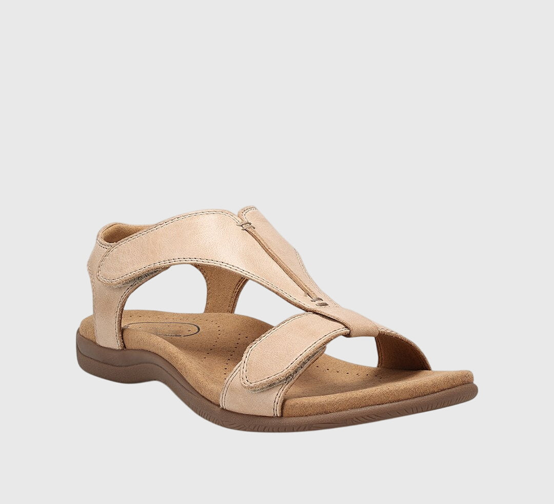 Women wearing support comfort sandals with cushioned insole and adjustable strap