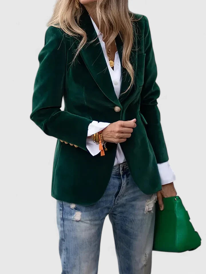 Women’s tailored blazer with structured silhouette and soft texture