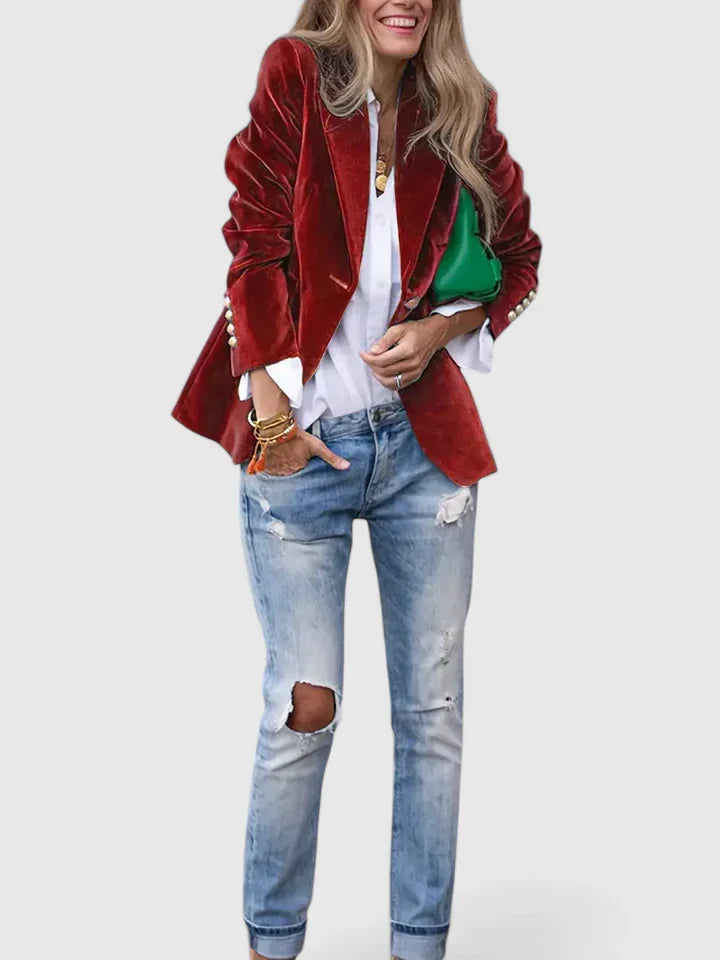 Women’s tailored blazer with structured silhouette and soft texture