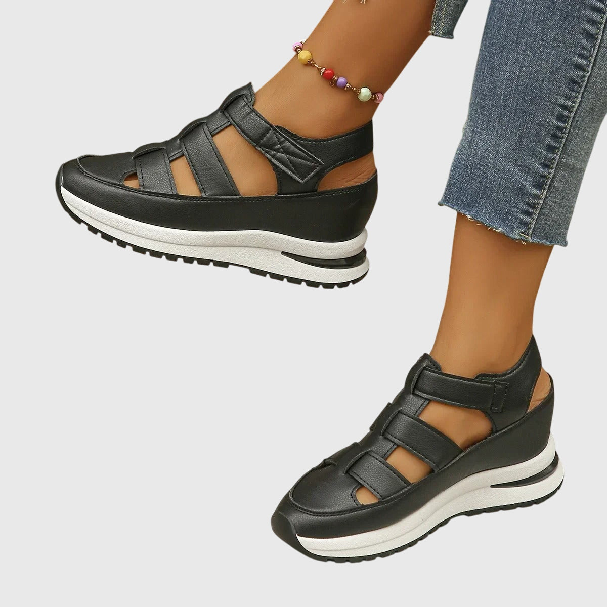 Women’s adjustable sandals with arch support and non-slip sole