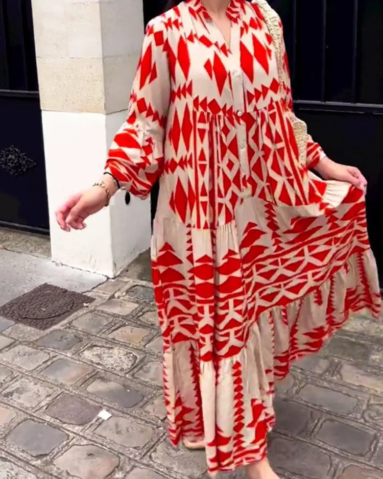 Women wearing casual shirt maxi dress with button front design and long flowing silhouette