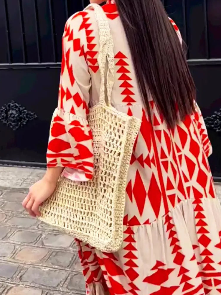 Women wearing casual shirt maxi dress with button front design and long flowing silhouette