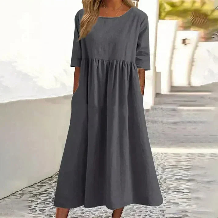 Women’s linen cotton dress with relaxed fit and breathable fabric