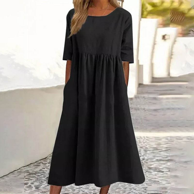 Women’s linen cotton dress with relaxed fit and breathable fabric