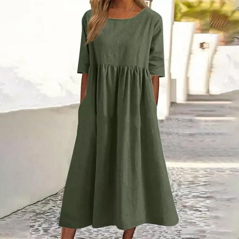 Women’s linen cotton dress with relaxed fit and breathable fabric