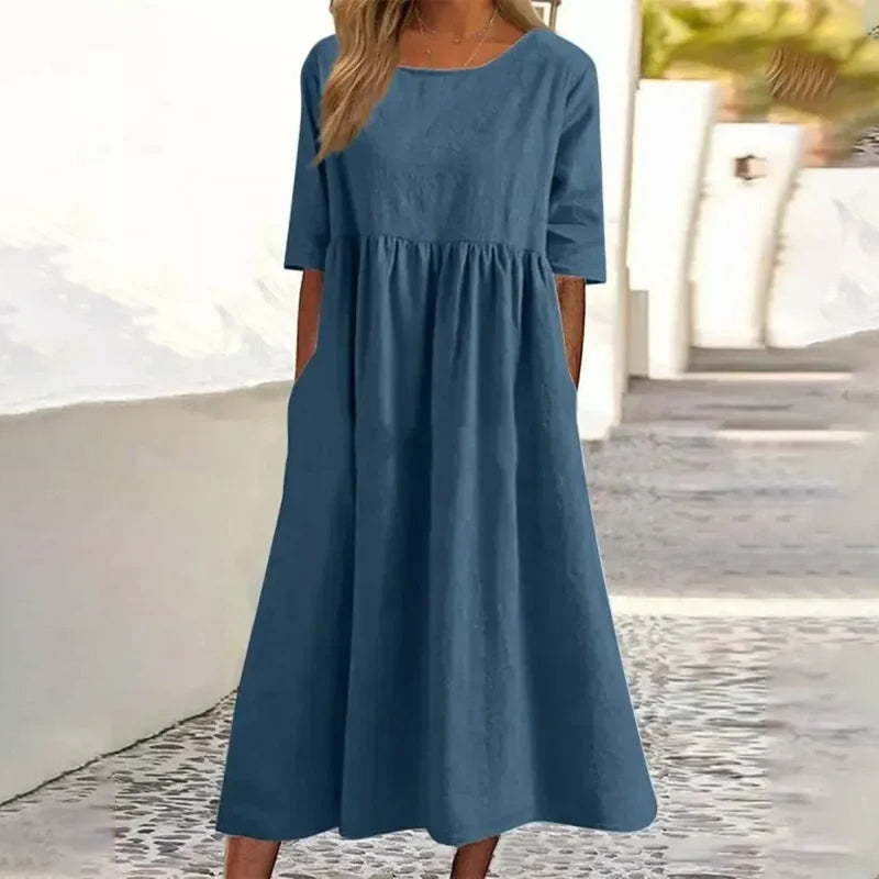 Women’s linen cotton dress with relaxed fit and breathable fabric