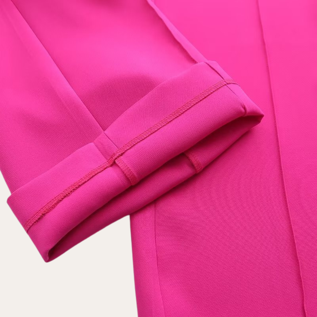 Women tie waist blazer and wide leg trouser suit set with relaxed fit for office and evening wear