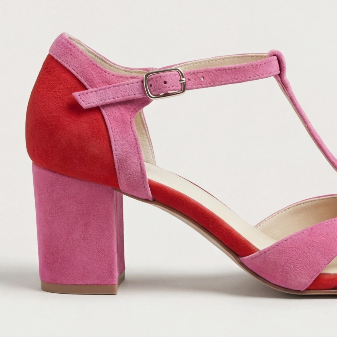 Women's ankle strap heels with soft cushioned sole in neutral color