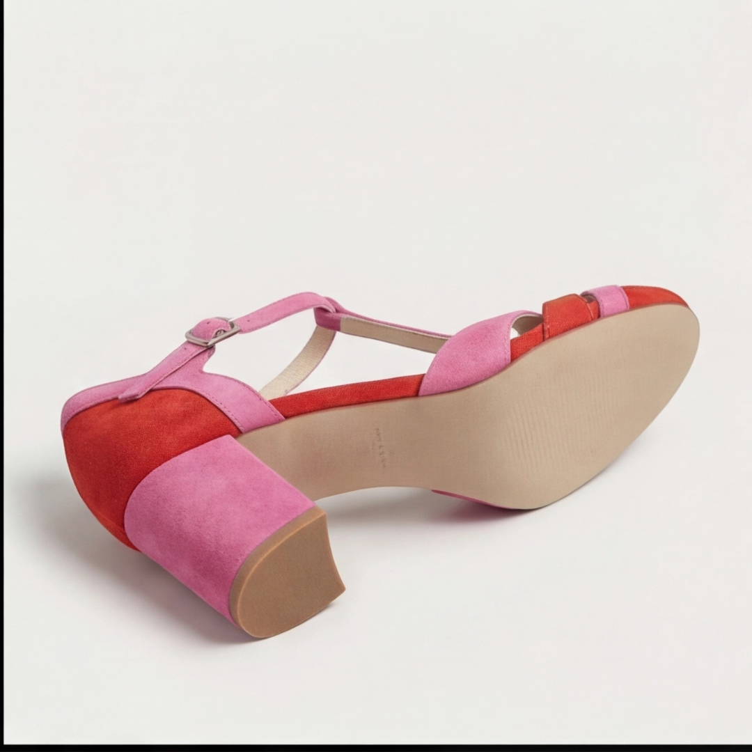 Women's ankle strap heels with soft cushioned sole in neutral color