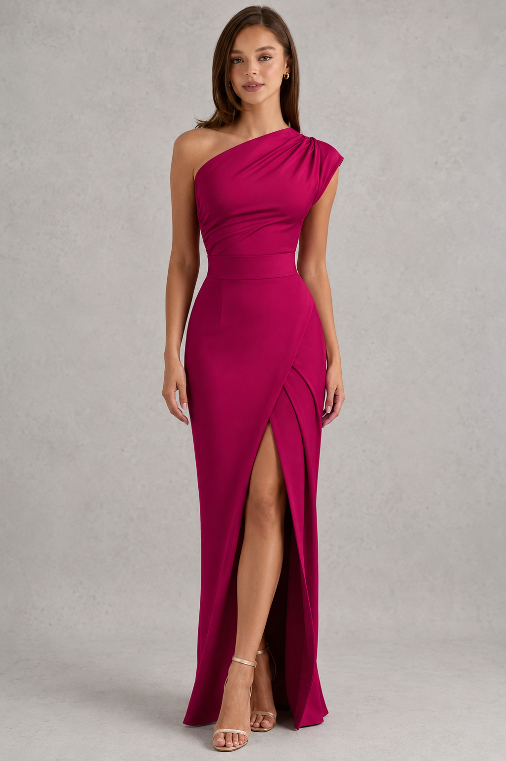 Women's asymmetrical maxi dress in a soft cotton blend featuring a clean neckline, regular fit, and modern asymmetrical hem for versatile everyday and occasion wear.