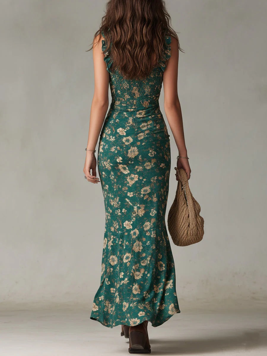 Women’s boho flowy side slit maxi dress featuring a relaxed silhouette, lightweight breathable fabric, long sleeves, and a flattering side slit. Designed for comfortable everyday wear, holidays, casual gatherings, and relaxed evening occasions.