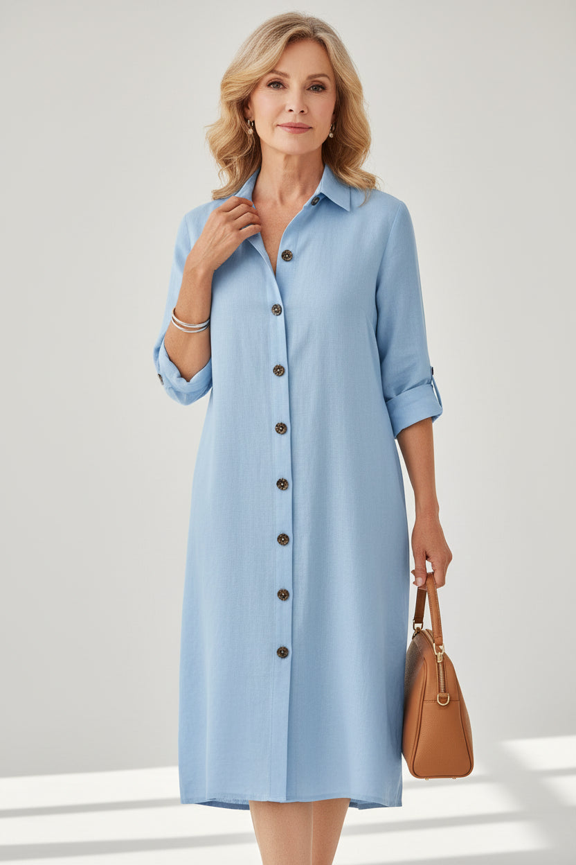 Women’s classic summer midi dress with lightweight fabric and relaxed casual fit