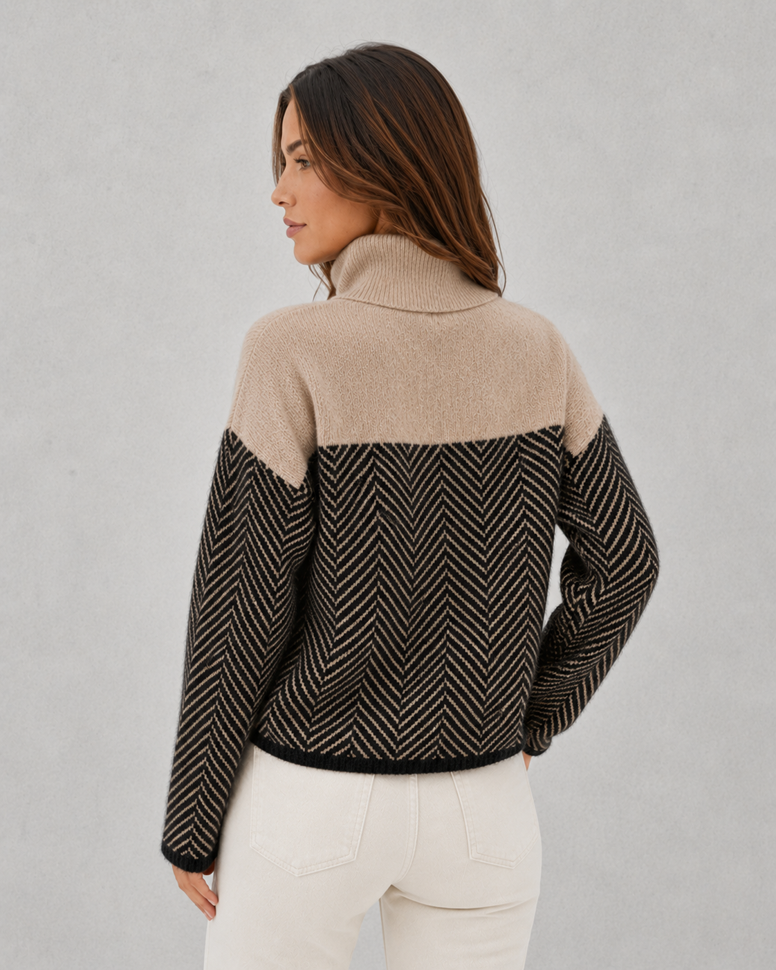 Women's classic turtleneck knit sweater featuring a relaxed fit, soft breathable fabric, and timeless design for everyday winter wear.