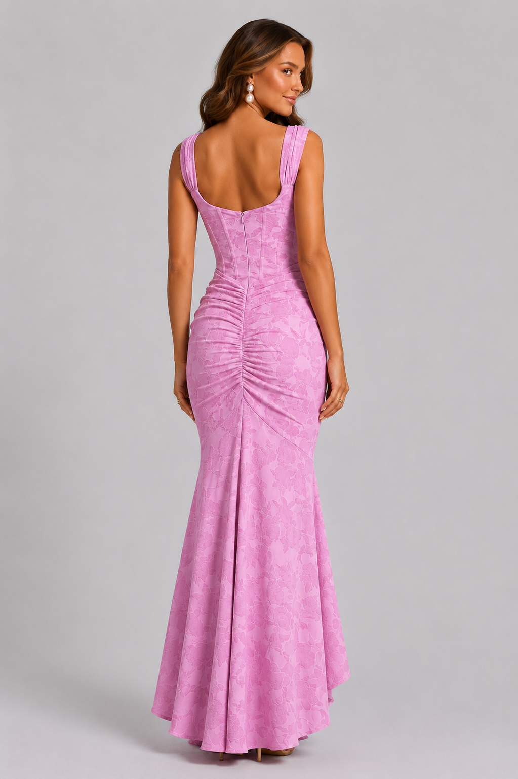 Women’s Floral Corset Maxi Dress - Sculpted Silhouette
