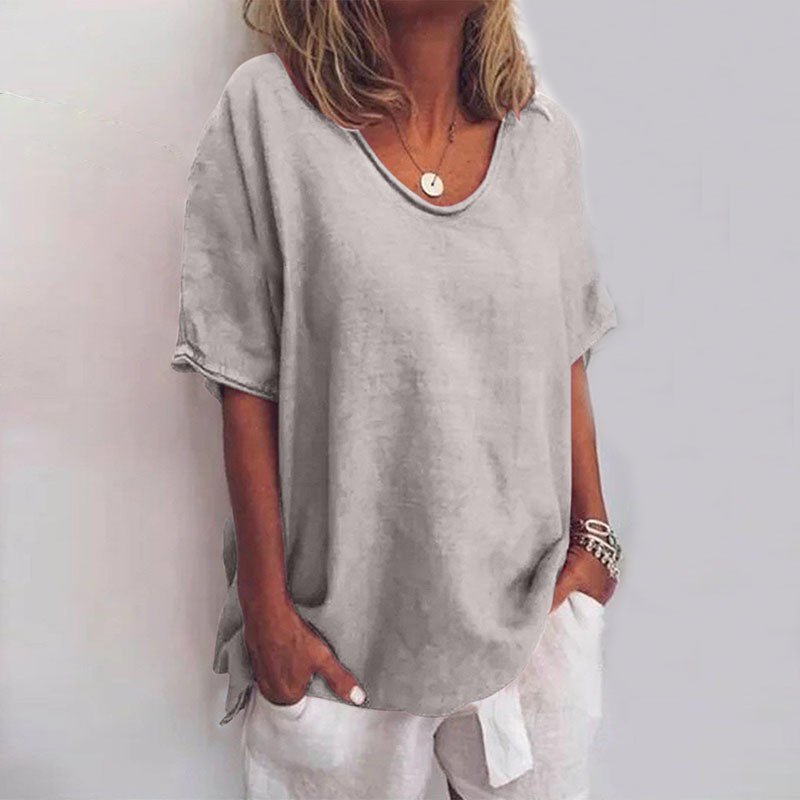 Women’s oversized cotton blend scoop neck t-shirt