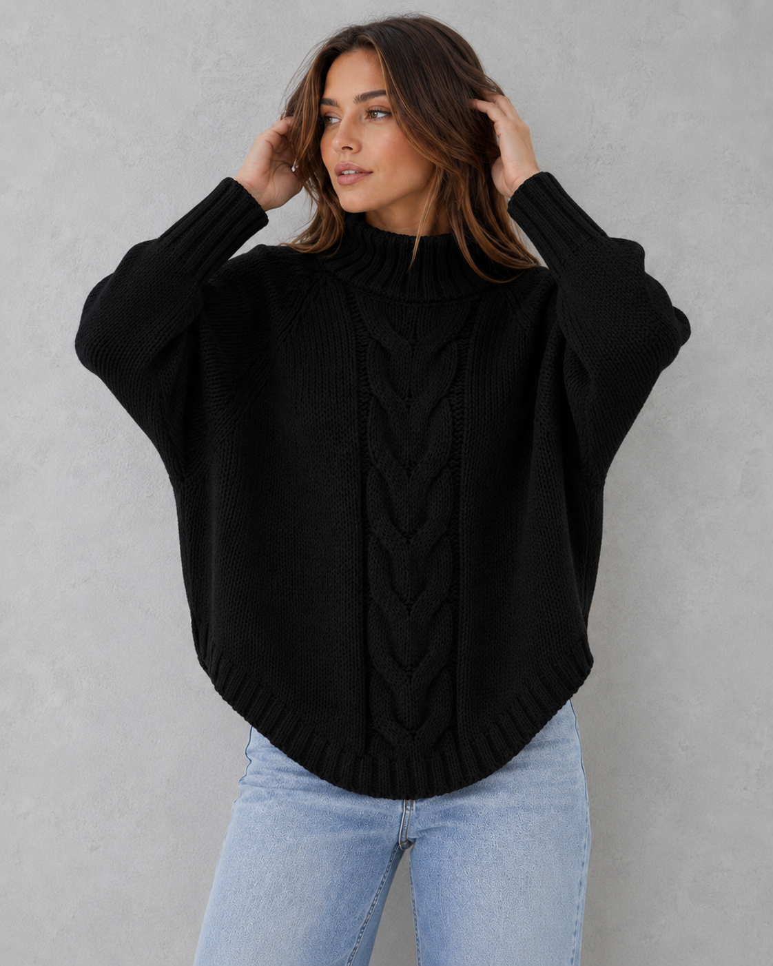 Women's elegant knitted pullover dress featuring a relaxed fit silhouette, soft breathable knit fabric, and timeless design for casual and evening wear.