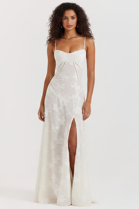 Women’s Floral Bustier Gown with Sheer Overlay for Evening & Formal Wear