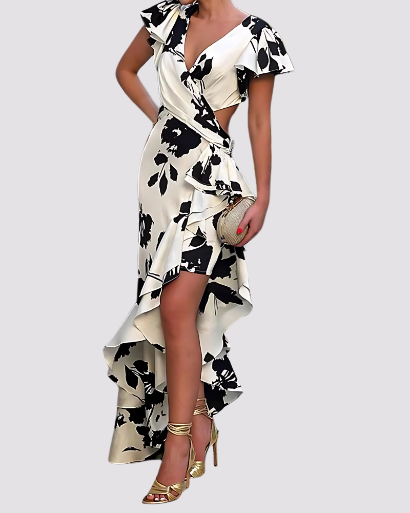 Women’s floral maxi summer dress featuring an all-over floral print, fit-and-flare silhouette, and flowing flared skirt. Made from a soft breathable fabric blend for lightweight comfort and easy movement.
