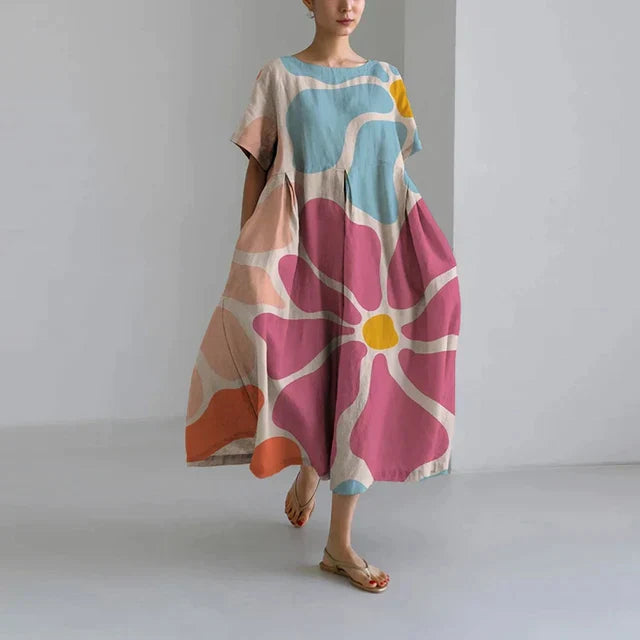 Women’s floral print midi dress with flattering fit and soft fabric