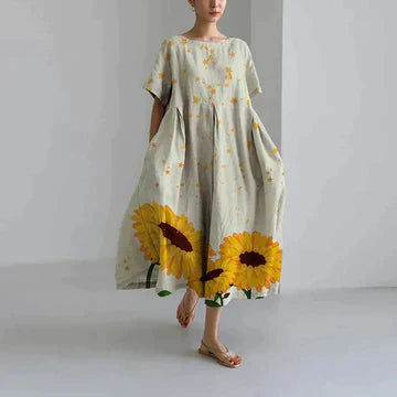 Women’s floral print midi dress with flattering fit and soft fabric