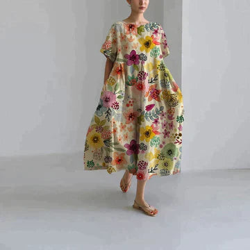 Women’s floral print midi dress with flattering fit and soft fabric
