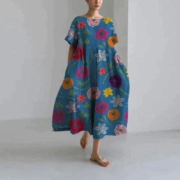 Women’s floral print midi dress with flattering fit and soft fabric