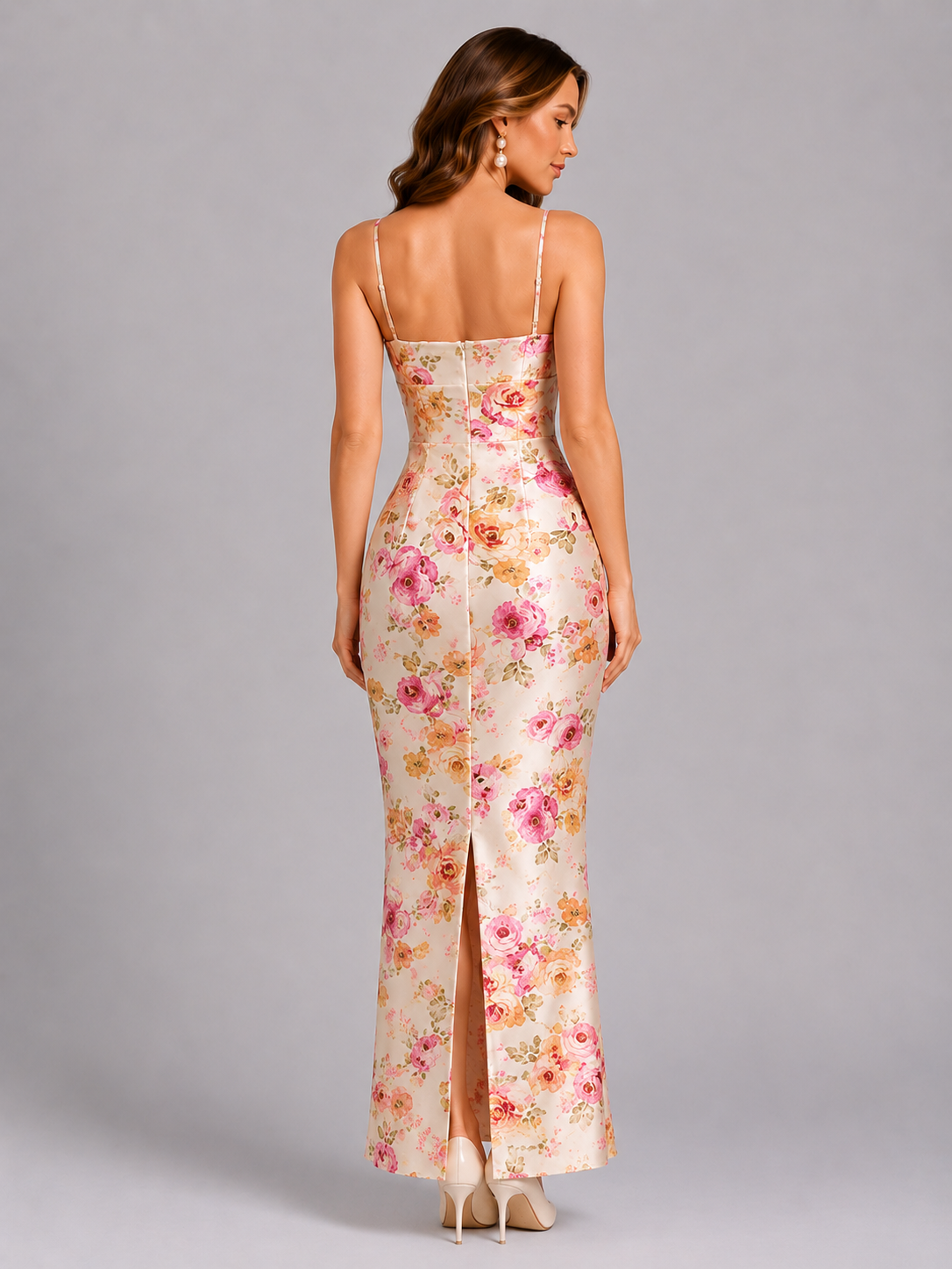 Women's Floral Satin Maxi Dress – Wedding Guest Style