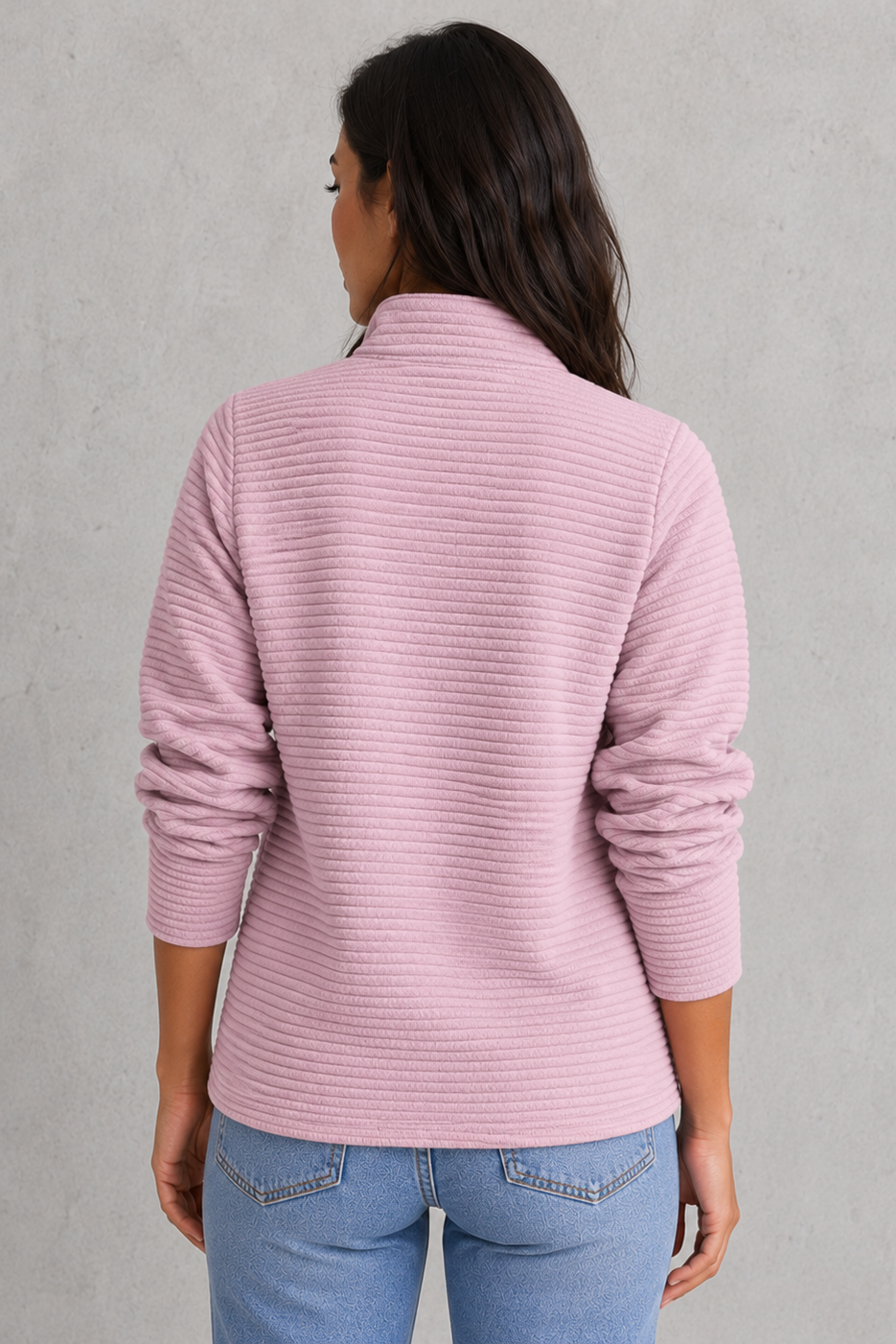 Women’s half-zip pullover with V-neckline and relaxed smart-casual fit