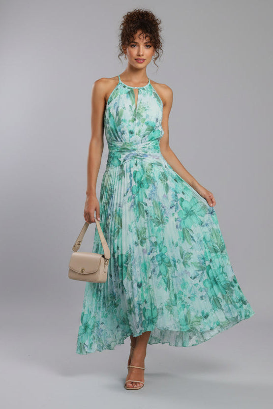 Women’s halter boho floral swing dress for summer wear