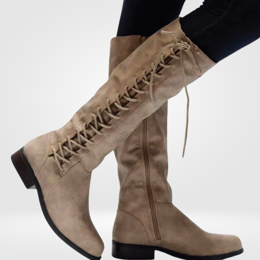Women's high leather boots with cosy lining and non-slip sole – Elena