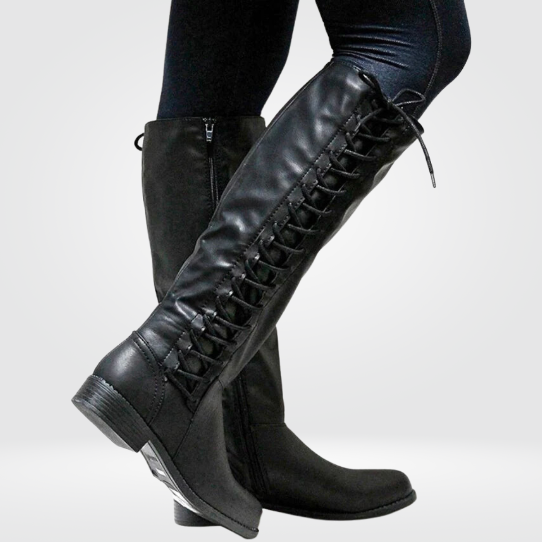 Women's high leather boots with cosy lining and non-slip sole – Elena
