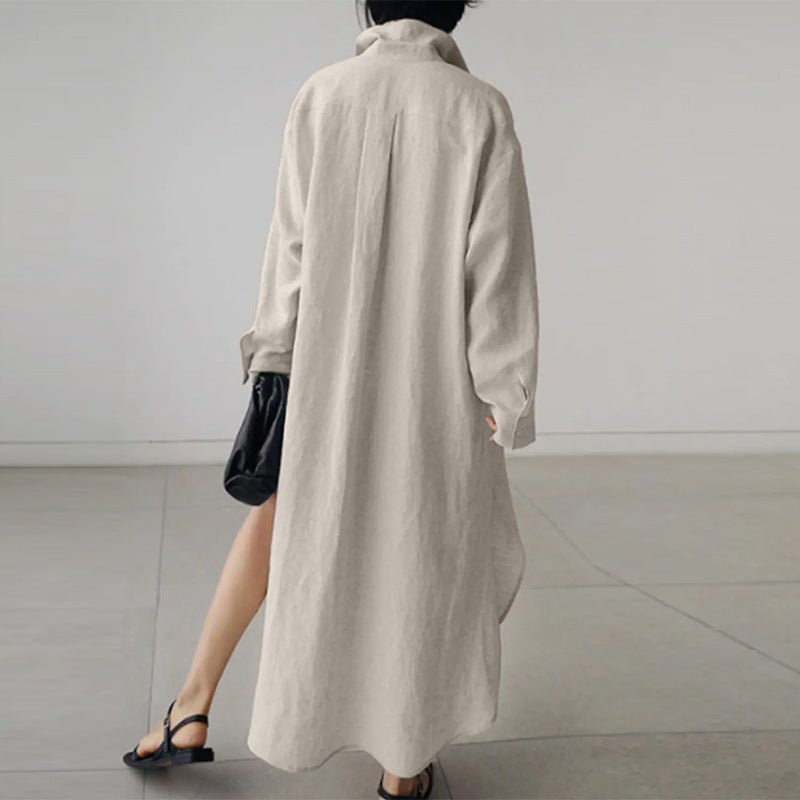womens-linen-button-up-shirt-dress