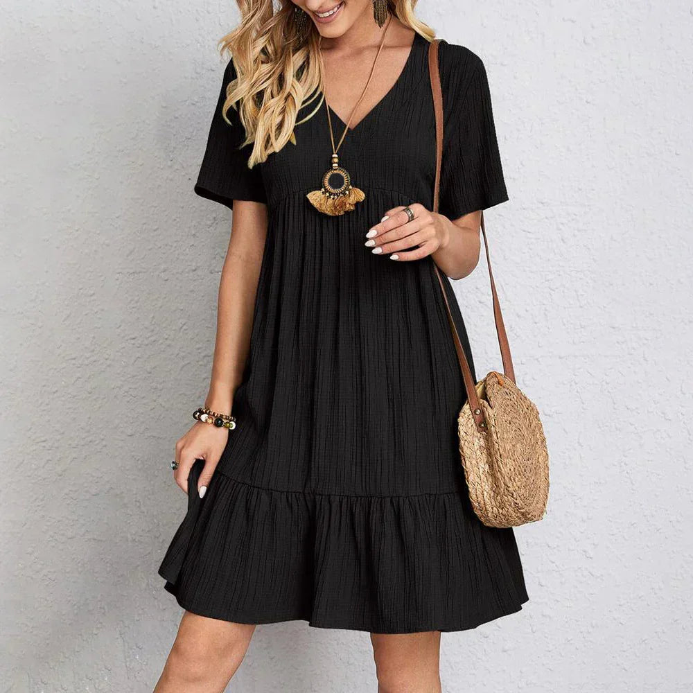 Women’s loose fit midi dress with waist tie and relaxed silhouette