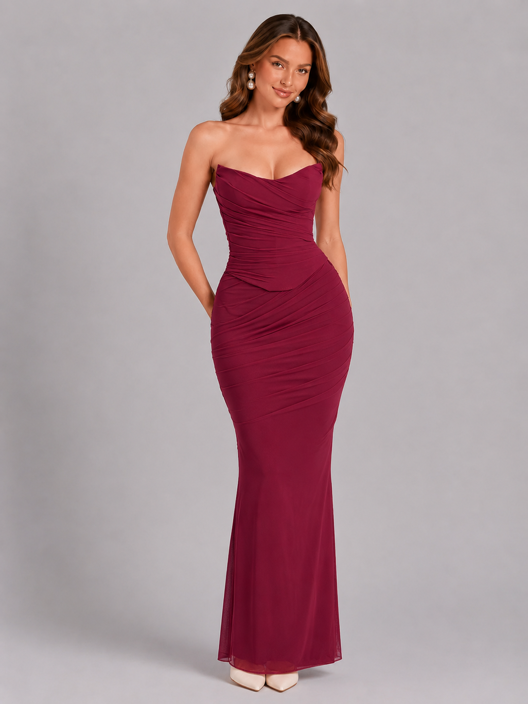 Women’s Mesh Corset Top with Draped Detail - Sculpting Silhouette