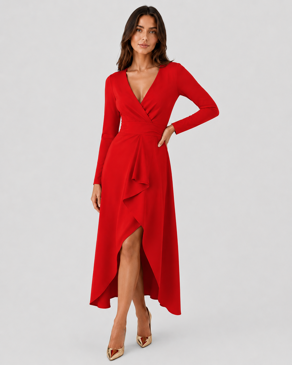 Women’s printed two-piece set by Craw Leigh featuring a V-neck long sleeve slim-fit top and matching relaxed-fit bottoms in a soft cotton and polyester blend.