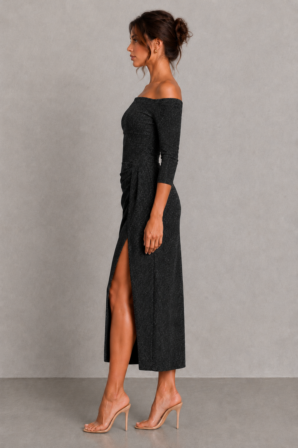 Women's Off-Shoulder Ruched Midi Dress - Klyne Studios