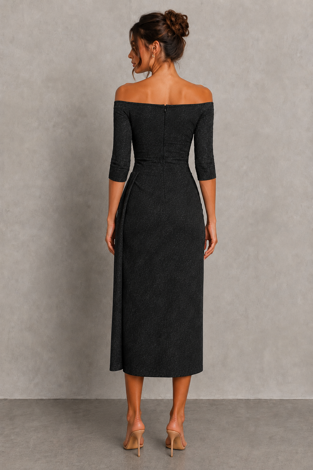 Women's Off-Shoulder Ruched Midi Dress - Klyne Studios