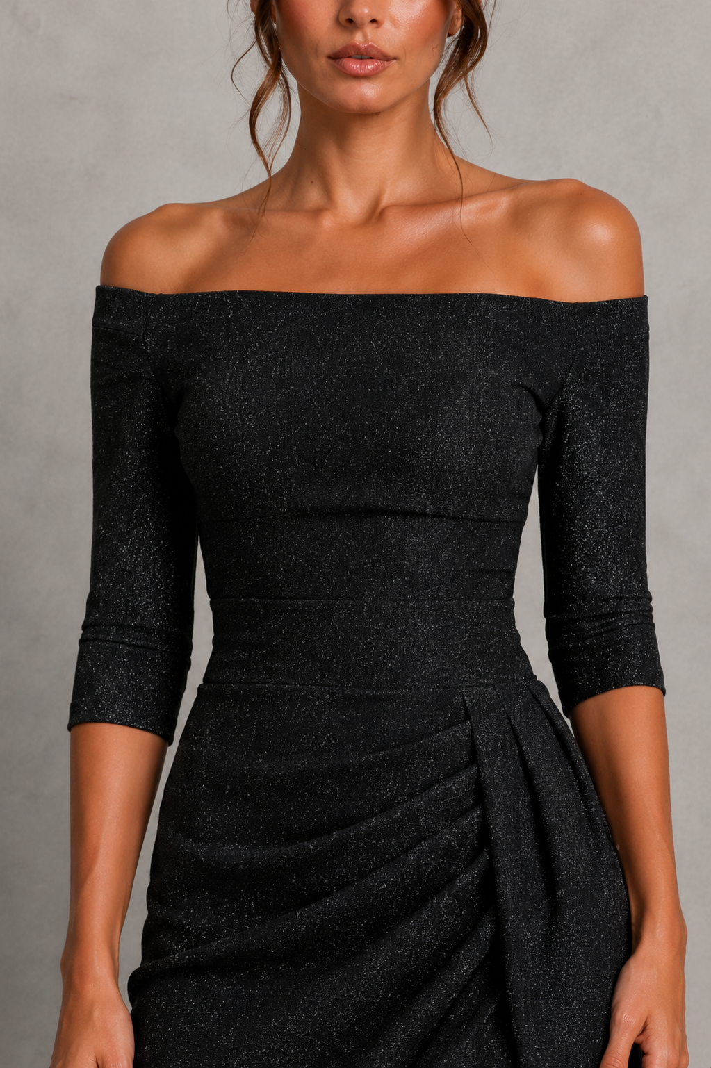 Women's Off-Shoulder Ruched Midi Dress - Klyne Studios