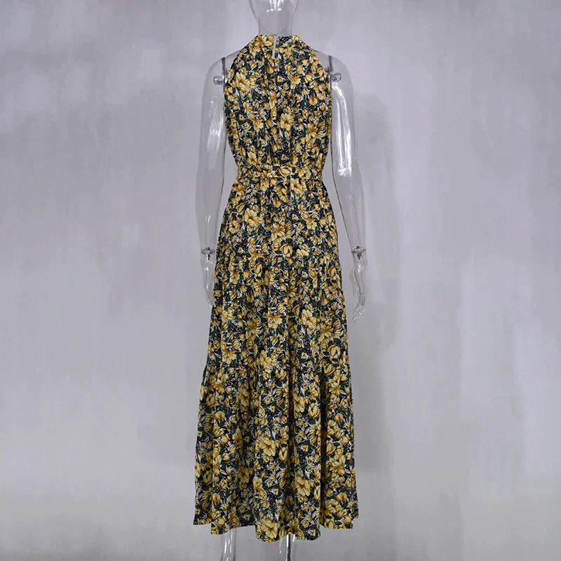 Women’s polka dot maxi summer dress with lightweight flowy fit for casual and beach wear