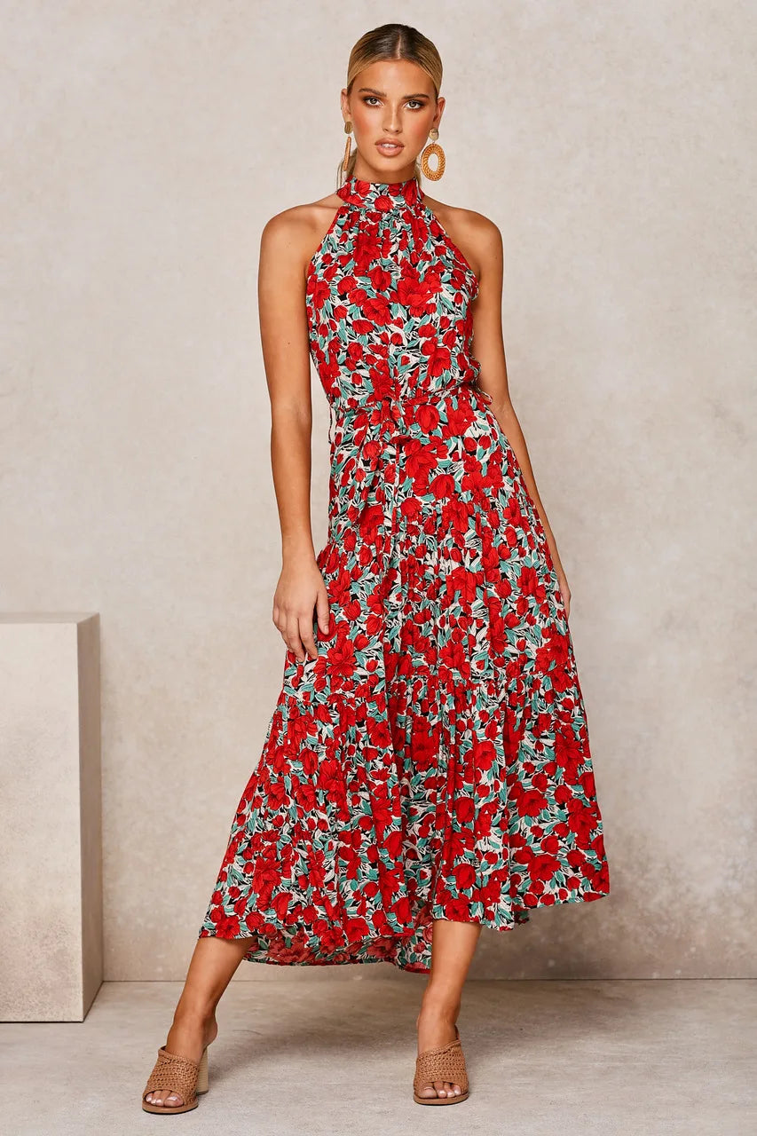 Women’s polka dot maxi summer dress with lightweight flowy fit for casual and beach wear