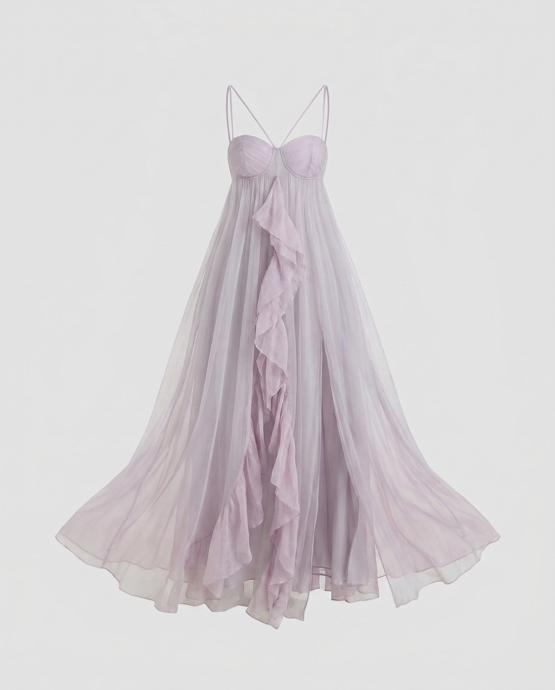 Women’s ruffle V-neck strappy maxi dress featuring a lightweight flowy silhouette, adjustable shoulder straps, and elegant ruffle details, designed for comfortable warm-weather wear, holidays, casual outings, and special occasions.
