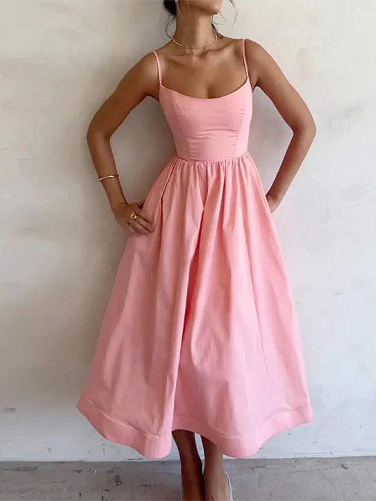 Women’s scoop neck strappy dress with adjustable straps
