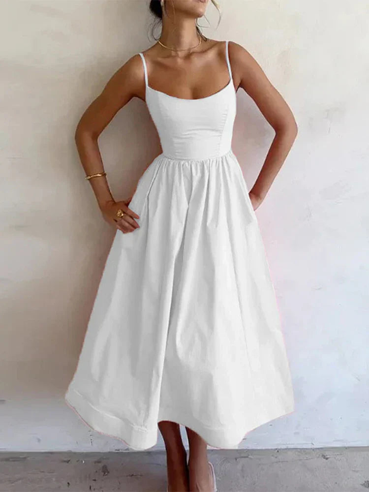 Women’s scoop neck strappy dress with adjustable straps