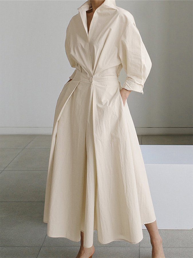 Women’s shirt maxi dress in polyester blend with relaxed flowing fit