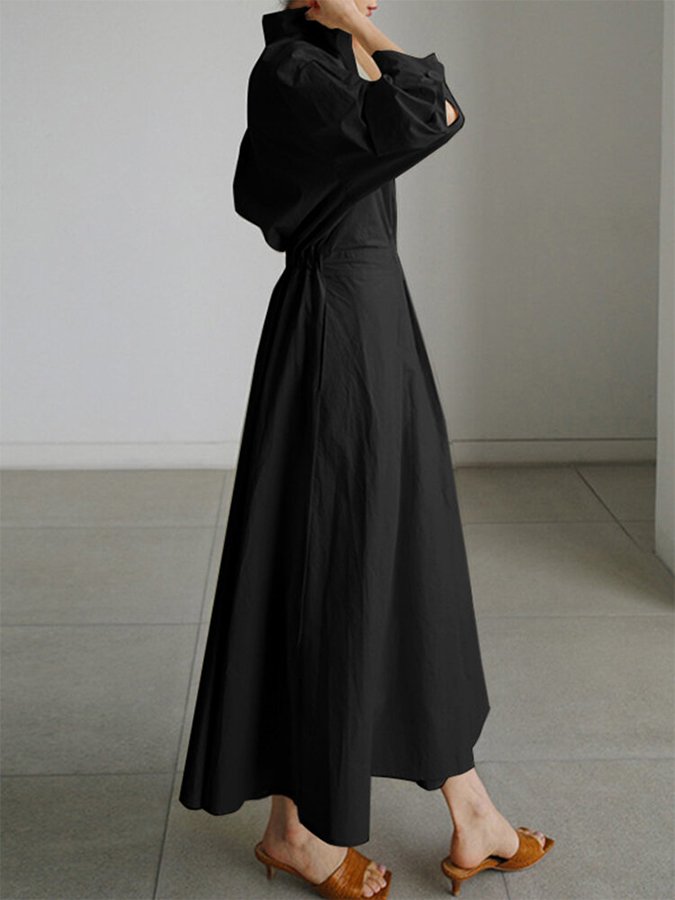 Women’s shirt maxi dress in polyester blend with relaxed flowing fit