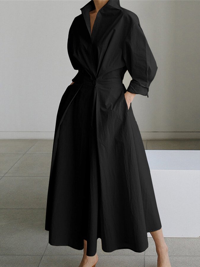 Women’s shirt maxi dress in polyester blend with relaxed flowing fit