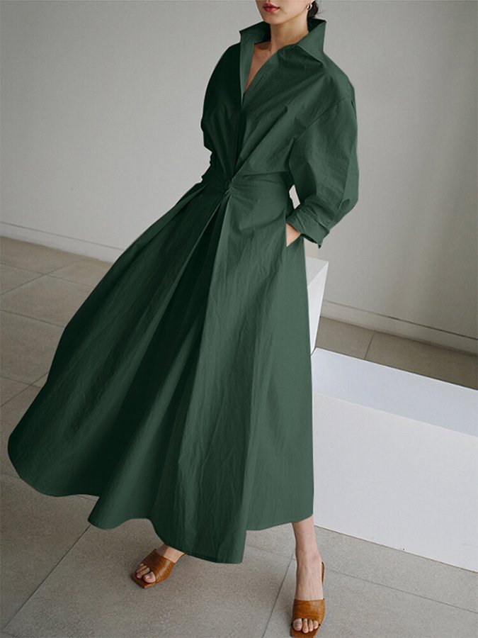 Women’s shirt maxi dress in polyester blend with relaxed flowing fit